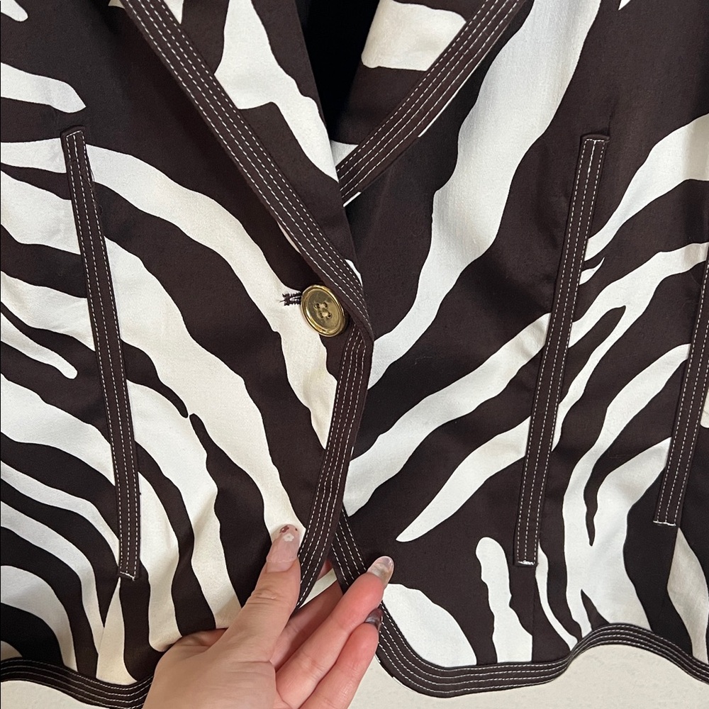 Peter Nygard Zebra Print Jacket Size 16 Short Sleeve Designer - Picture 4 of 12